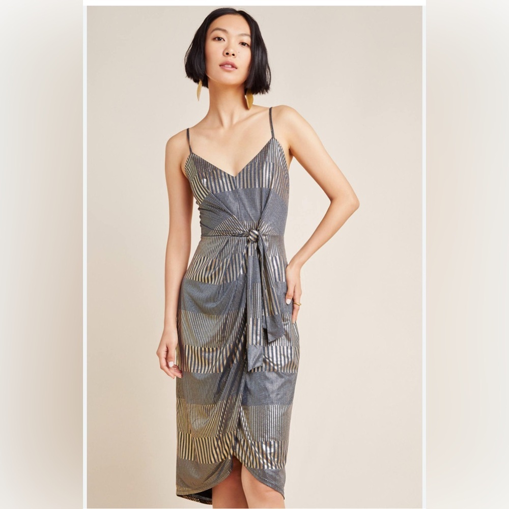 Anthropologie Gold and Black Midi Dress size 16W plus